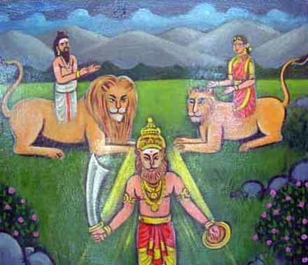 Birth of birth to Singhamukhan , the lion-faced brother of Curapatuman