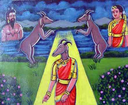 Birth of Ajamukhi, the goat-headed sister of Curapatuman